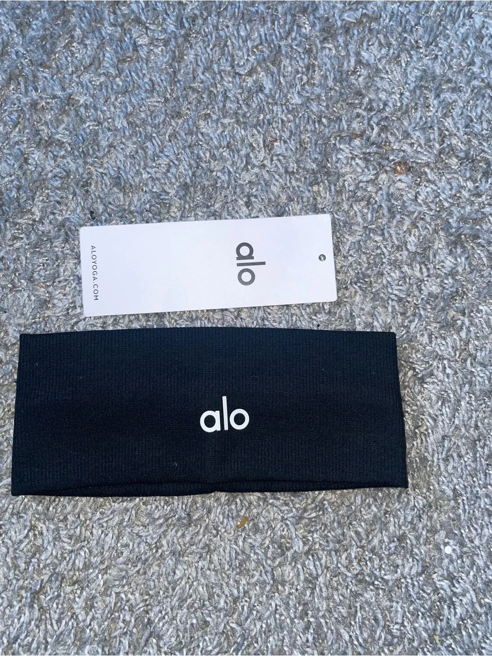 ALO Yoga Black Kids Logo Headband with White Logo